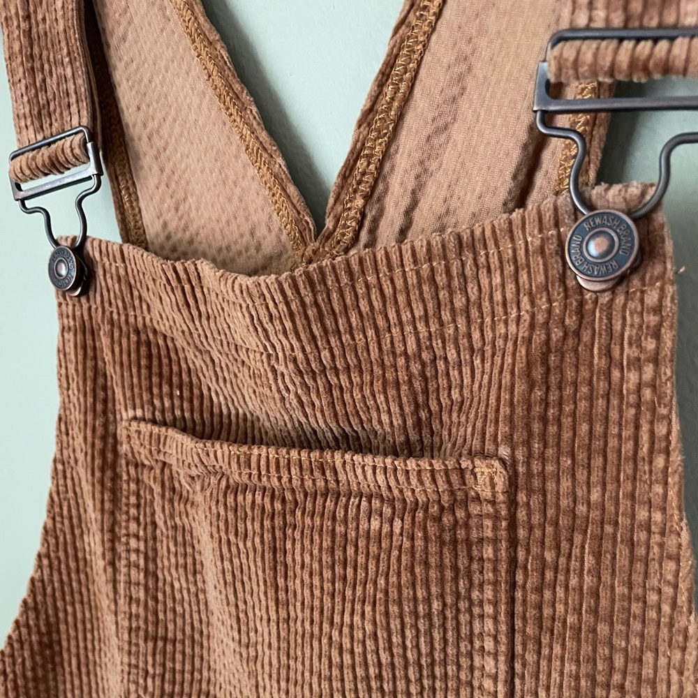 Rewash Corduroy Pinafore Dress in Warm Brown